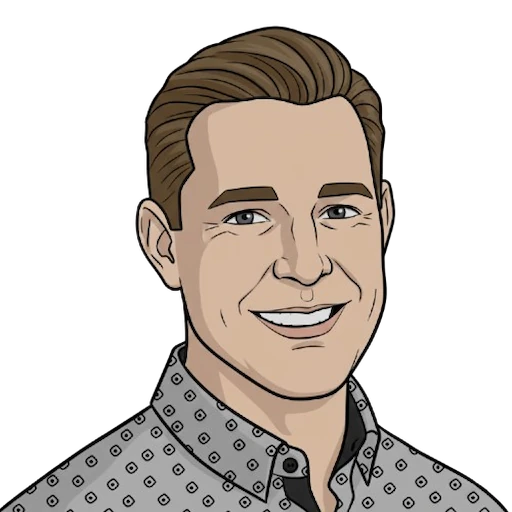 Illustrated portrait of Mikael Levén